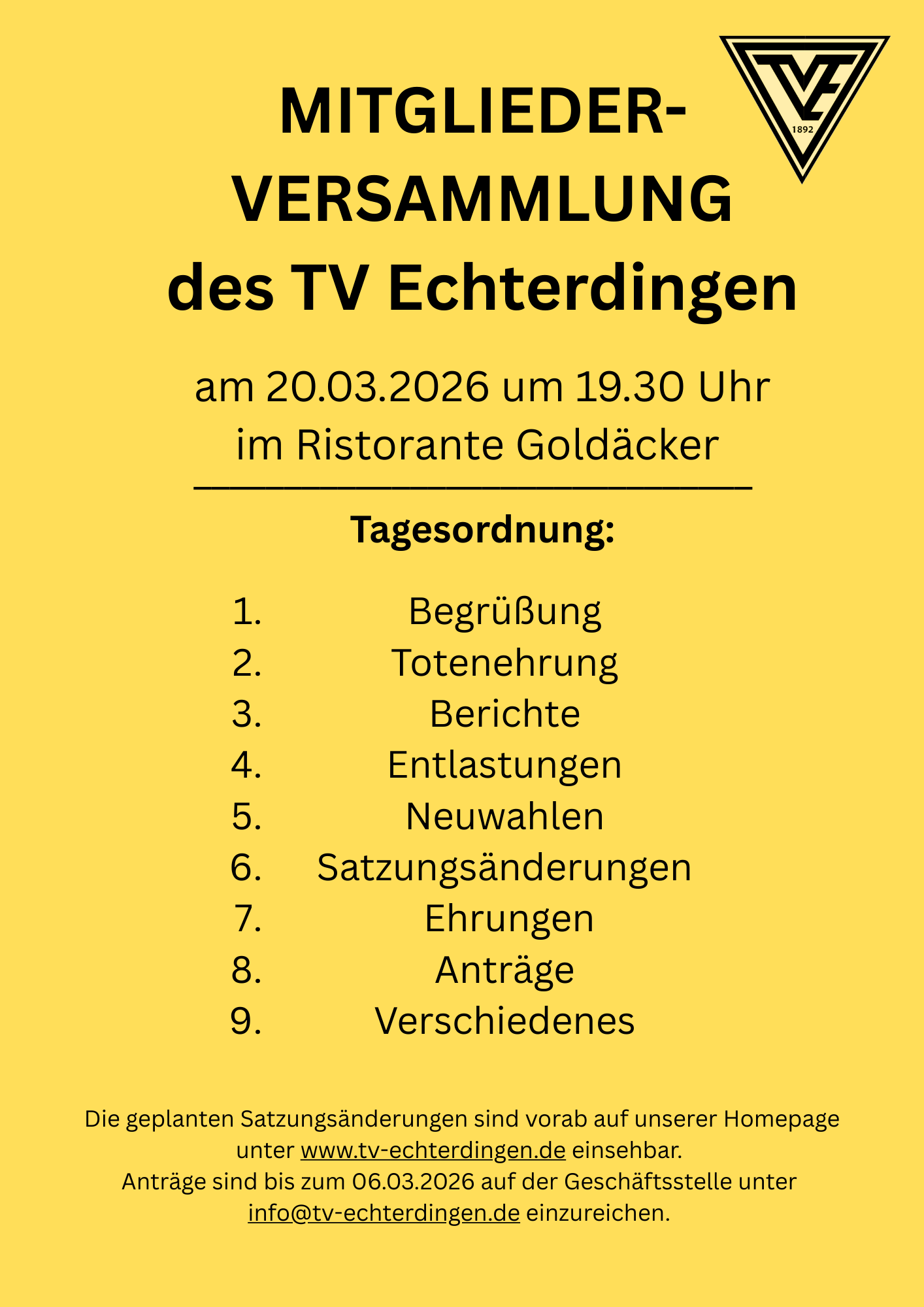 Mitgliederversammlung 2026 Agenda